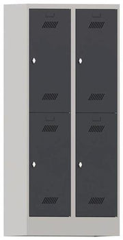 Garderobenschrank H1850xB800xT500mm lichtgrau/anthrazitgrau 4 Abt. PAVOY