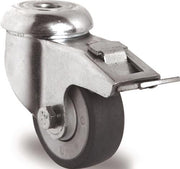 Lenkrolle m.Festst.D.50mm Trgf.50kg m.Rückenloch 11mm Kugell.Gum.grau TECWERK