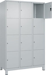 Fächerschrank Classic PLUS H1950xB1200xT500mm m.Füßen Anz.Fächer 3x4 lichtgrau