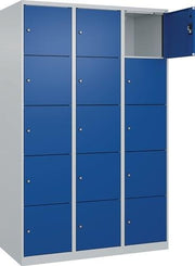 Fächerschrank H1850xB1200xT500mm Bodengleiter Fächer3 x 5lichtgrau/enzianblauC+P