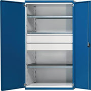 Schwerlastschrank H1950xB1085xT630mm lichtgrau/enzianblau 3 Fbd. 2 x 180mm