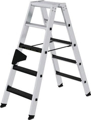 Stufenstehleiter 2x5 Stufen Alu.Gesamt-H.1140mm m.clip-step R13-Auflage MUNK