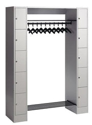Personalgarderobe m.Kleiderbügelstange H1950xB2100xT480mm lichtgrau 5x3 Abt.