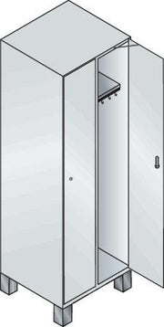 Garderobenschrank m.Füßen H1980xB600xT525mm lichtgrau/ lichtgrau 2 Abt.C+P