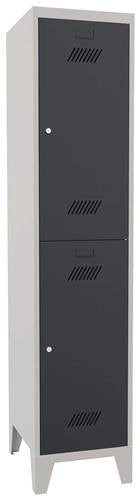 Garderobenschrank m.Zylinder H1850xB400xT500mm lichtgr/anthrazitgrau 2 Abt.PAVOY