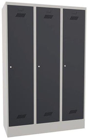 Garderobenschrank m.Zylinder H1850xB1200xT500mm lichtgr/anthrazitgrau 3Abt.PAVOY