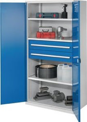 Schwerlastschrank H1950xB1000xT600mm grau/blau 3Fbd.2x175mm Trgf.160kgRASTERPLAN