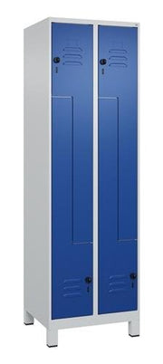 Garderobenschrank Classic PLUS Füße 600mm lichtgrau/anzianblau 4Abt. C+P