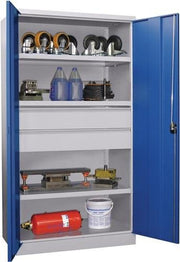 Heavy Duty Cabinet Basic H1950xW1040xD630mm light grey/gentian blue 3 shelves load capacity 120kg
