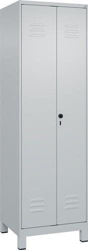 Kleider-Wäscheschrank Classic H1950xB600xT500mm STA lichtgrau Anz.Abt.2 m.Füßen