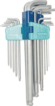 Winkelschraubendrehersatz 18-tlg. Kunststoffhalter SW 1,5-10 mm-T10-T50 TECWERK
