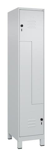 Garderobenschrank Classic PLUS Füße 400mm lichtgrau/lichtgrau 2 Abt. C+P