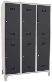 Garderobenschrank m.Zylinder H1850xB1200xT500mm lichtgrau/anthrazitgr 6Abt.PAVOY
