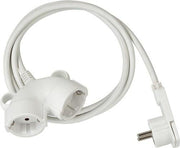 Schutzkontaktverlängerung mit Doppelkupplung+Flachstecker H05VV-F 3G1,5, weiß 5m
