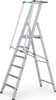 Plattformleiter 6 Stufen Alu.Plattf. L400xB400mm einklappbarem Sicherh.-Geländer