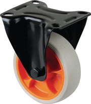 Fixed caster D.100mm Load capacity 110kg Fixed caster Rubber plate L104xW80mm Color Wheel light grey