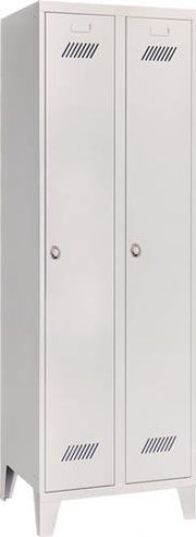 Garderobenschank m.Füßen u.Drehriegel H1850xB600xT500mm lichtgrau 2 Abt.PAVOY