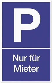 Parking sign "Parking for Tenants" L250xW400 mm plastic blue/white