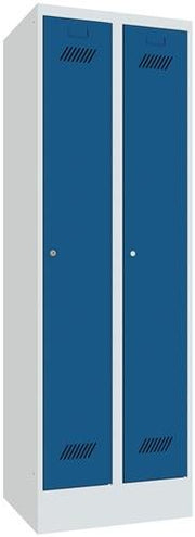 Garderobenschrank m.Zylinder H1850xB600xT500mm lichtgrau/enzianblau 2 Abt. PAVOY