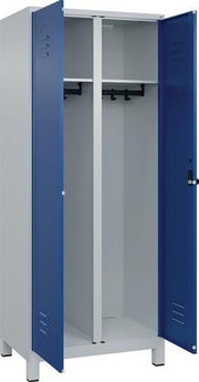 Garderobenschrank m.Füßen H1950xB800xT500mm lichtgrau/ enzianblau 2 Abteile C+P