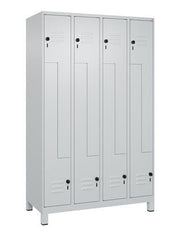 Garderobenschrank Classic PLUS Füße 1200mm lichtgrau/lichtgrau 8 Abt. C+P