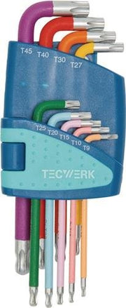 Winkelschraubendrehersatz 9-tlg.T9-T45 farbcodiert Kunststoffhalter TECWERK