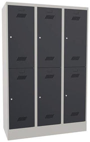 Garderobenschrank H1850xB1200xT500 lichtgrau/anthrazitgrau 6 Abt. PAVOY