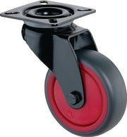Lenkrolle D.50mm Trgf.50kg mit Platte Kugellager Gummi grau BS ROLLEN