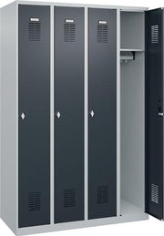 Garderobenschrank Ser.Basis-PLUS H1850xB1200xT500mm lichtgrau/anthrazitgrau 4Abt