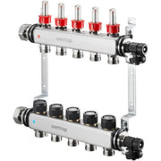 OVENTROP Edelstahl-Verteiler 0-5 l/min., für 5 Kreise, m. 2x3/4