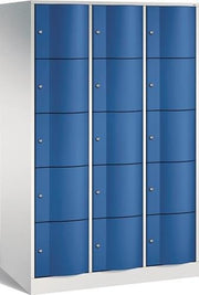 Fächerschrank Stahlbl.lichtgrau/enzianblau H1950xB1150xT640mm 3x5 Abt.