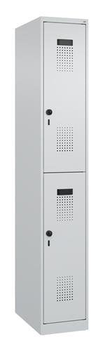 Garderobenschrank Evolo PLUS Bodengleiter 300mm lichtgrau/lichtgrau 2 Abt.C+P