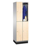 Garderobenschrank m.Sockel H1980xB1200xT525mm lichtgrau/ enzianblau 4x2 Abt.C+P