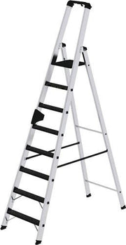 Stufenstehleiter 8 Stufen Alu.Gesamt-H.2510mm m.clip-step R13-Auflage MUNK