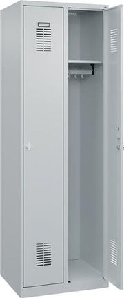 Garderobenschrank Ser.Basis-PLUS H1850xB600xT500mm lichtgrau 2 Abt.C+P