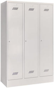 Wardrobe cabinet with cylinder lock H1850xW1200xD500mm light grey/light grey 3 compartments PAVOY