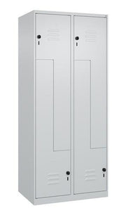Garderobenschrank Classic PLUS Bodengleiter 800mm lichtgrau/lichtgrau 4 Abt. C+P