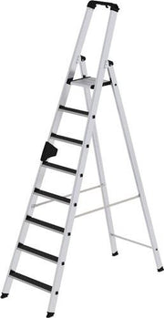 Stufenstehleiter 8 Stufen Alu.Gesamt-H.2510mm m.clip-step R13 Auflage MUNK