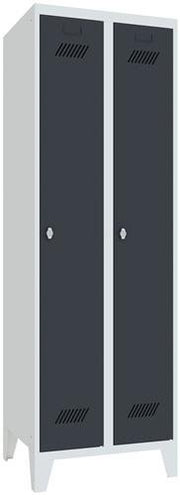 Garderobenschank m.Füßen u.Drehriegel H1850xB600xT500mm grau/grau 2 Abt.PAVOY