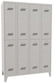 Garderobenschrank m.Zylinder H1850xB1200xT500mm lichtgrau/lichtgrau 8 Abt. PAVOY