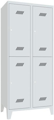 Wardrobe locker with cylinder lock, H1850xW800xD500mm, light grey/light grey, 4 compartments, PAVOY