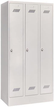 Garderobenschank m.Drehriegel H1850xB900xT500mm lichtgrau/lichtgrau 3 Abt.PAVOY