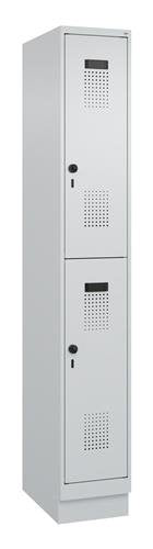 Garderobenschrank Evolo PLUS Sockel 300mm lichtgrau/lichtgrau 2 Abteile C+P
