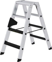 Stufenstehleiter 2x4 Stufen Alu.Gesamt-H.910mm m.clip-step R13-Auflage MUNK
