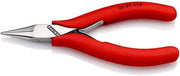 Electronics gripping pliers, overall length 115mm, flat, wide jaws, form 2, plastic-coated