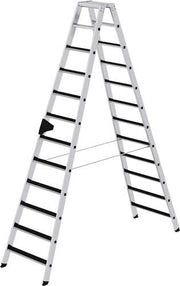 Stufenstehleiter 2x12 Stufen Alu.Gesamt-H.2790mm m.clip-step Auflage MUNK