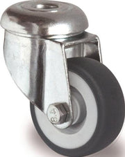 Lenkrolle D.75mm Trgf.75kg mit Rückenloch Gleitlager Gumit grau TECWERK