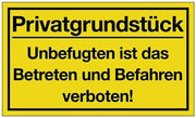 Hinweiszeichen Privatgrundstück L400xB250 mm gelb schwarz Kunststoff