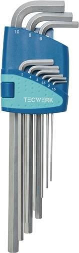 Sechskantwinkelschraubendrehersatz 9-tlg. Kunststoffhalter SW 1,5-10mm TECWERK