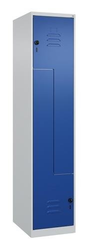 Garderobenschrank Classic PLUS Bodengleiter 400mm lichtgrau/enzianblau 2Abt. C+P
